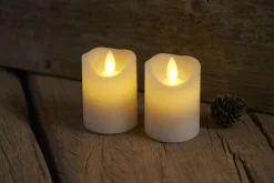 Sirius Stearinlys|Led Stearinlys > Sara Bloklys LED 2 stk. H6,5 cm, Hvid