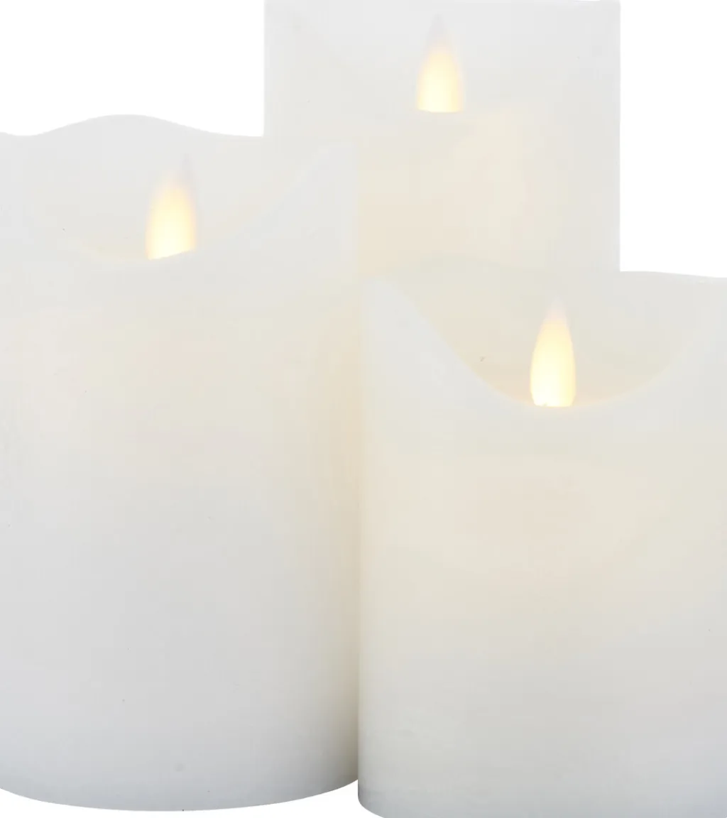 Sirius Stearinlys|Led Stearinlys > Sara Exclusive Bloklys LED 3 stk. Ø7,5 cm, Hvid