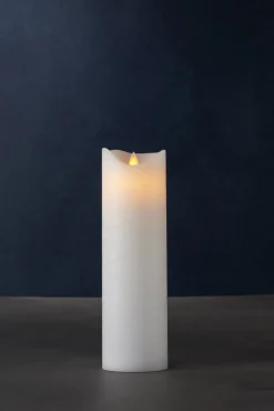 Hot Sara Exclusive Bloklys LED Ø7,5 cm/H25 cm, Hvid Stearinlys|Led Stearinlys