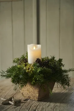 Sirius Stearinlys|Led Stearinlys > Sara Exclusive Bloklys LED Ø7,5 cm/H15 cm, Hvid