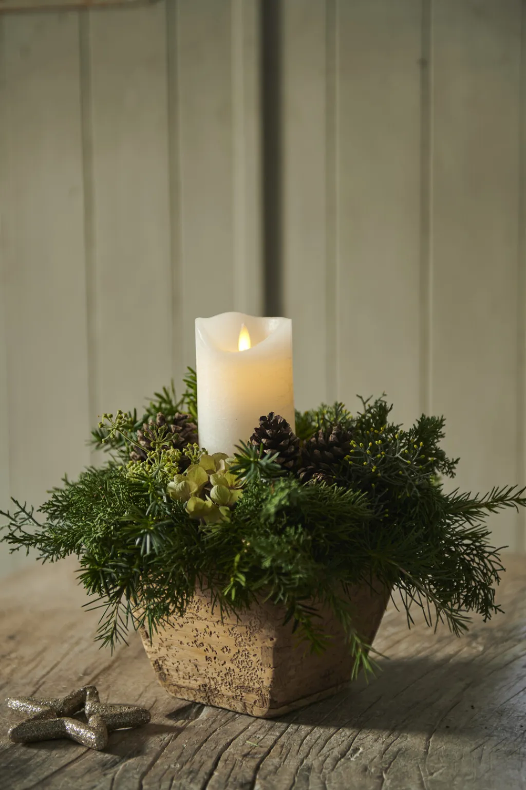 Sirius Stearinlys|Led Stearinlys > Sara Exclusive Bloklys LED Ø7,5 cm/H15 cm, Hvid