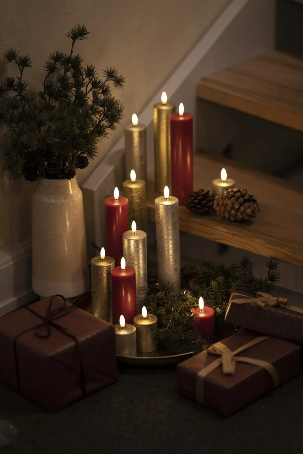 Sirius Stearinlys|Led Stearinlys > Sille Bloklys LED H20 cm, Rød