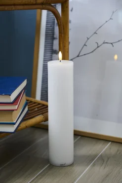 Clearance Sille Bloklys LED Genopladelig H, Hvid Stearinlys|Led Stearinlys
