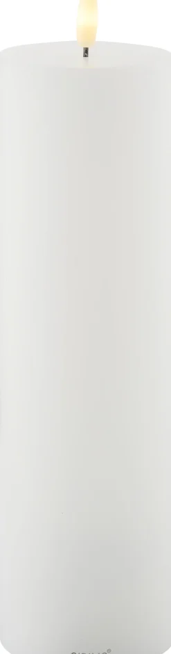 Sirius Stearinlys|Led Stearinlys > Sille Exclusive Bloklys LED Ø7,5 cm/H25 cm, Hvid