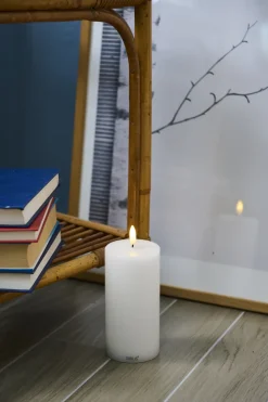 Sirius Stearinlys|Led Stearinlys > Sille Exclusive Bloklys LED Ø7,5 cm/H15 cm, Hvid