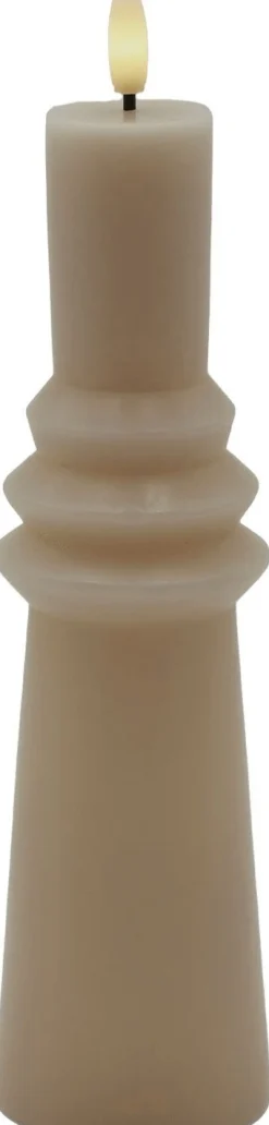 Sille Nordic Sculpture Bloklys Ringet LED ?6,1/H21,7 cm, Stearinlys|Led Stearinlys
