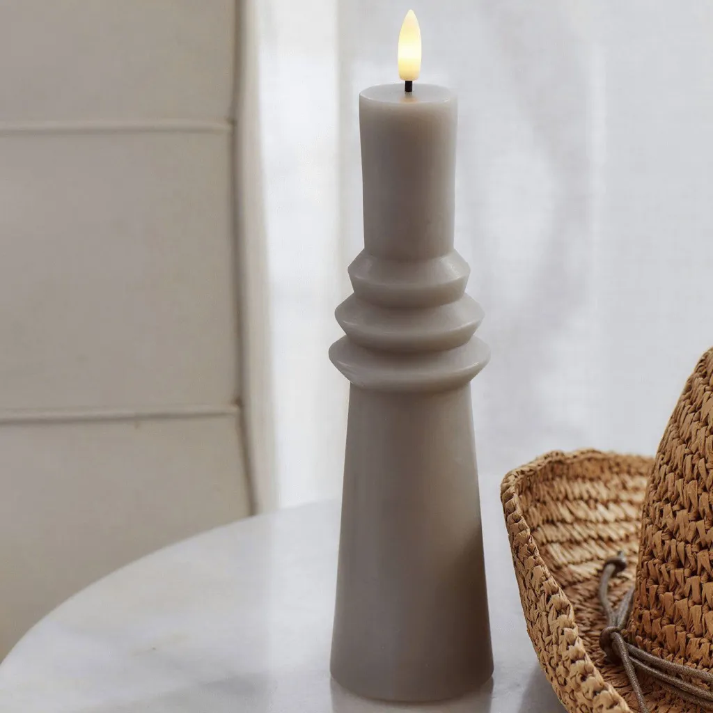 Sirius Stearinlys|Led Stearinlys > Sille Nordic Sculpture Bloklys Ringet LED Ø6,1/H21,7 cm,