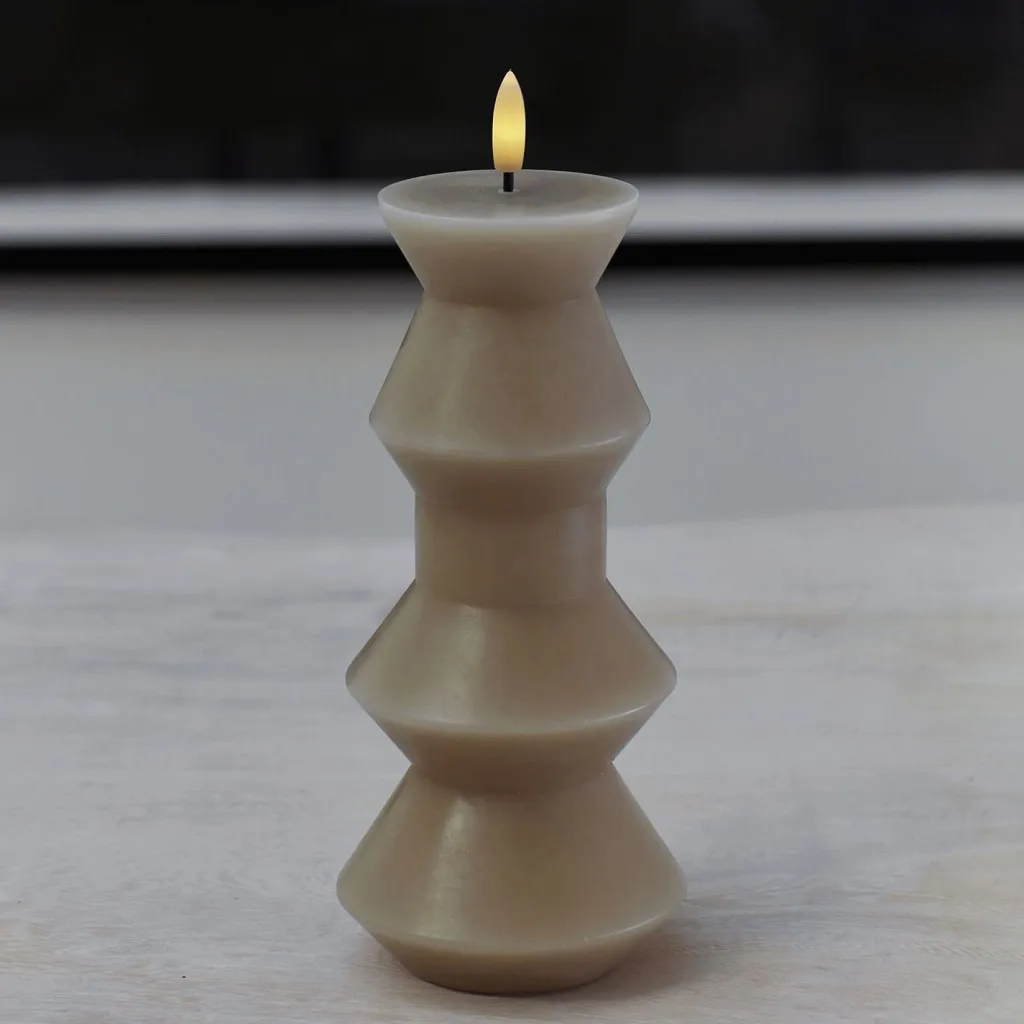 Online Sille Nordic Sculpture Bloklys Geometri LED ?9,2/H20,3 cm, Stearinlys|Led Stearinlys
