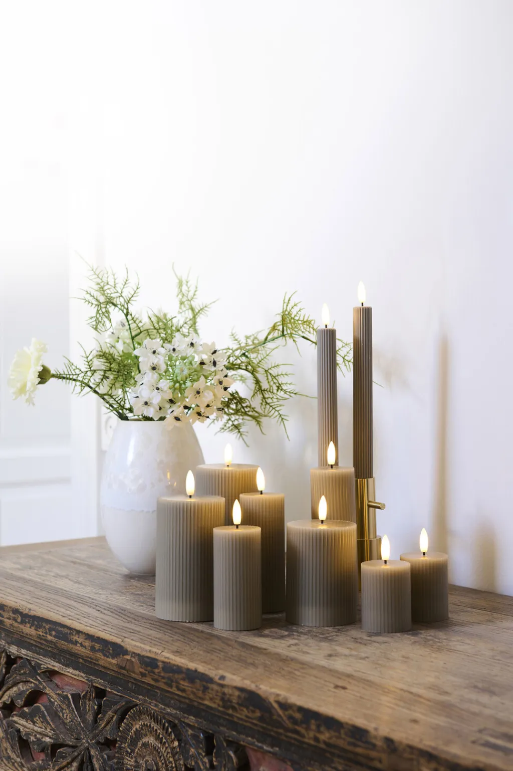 Sirius Stearinlys|Led Stearinlys > Smilla Genopladeligt Bloklys LED 3 stk D5 cm,
