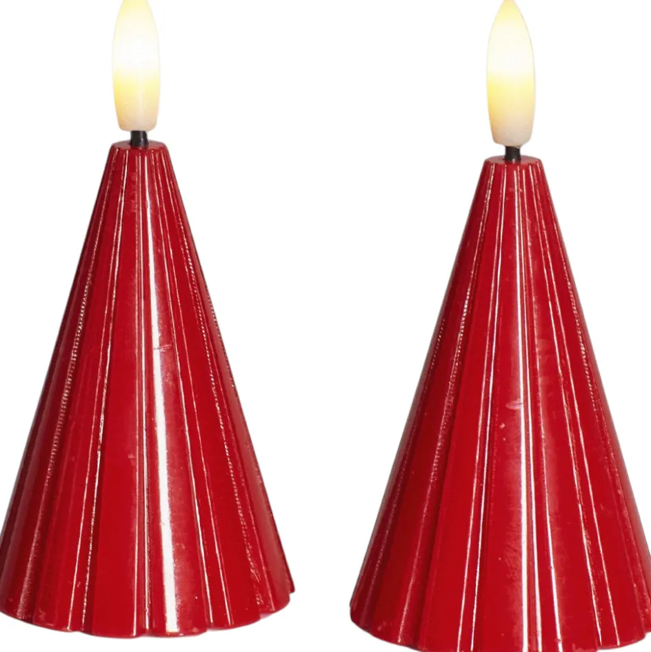 Discount Sirius Laura Lysdekoration Juletræ LED 2 stk. H8 cm, Rød