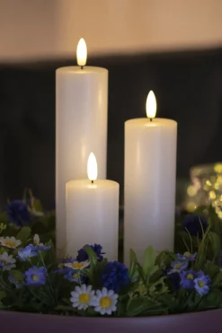 Online Sille Bloklys Genopladelig LED H15 cm, Hvid Stearinlys|Led Stearinlys