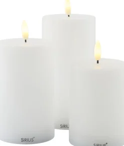 Outlet Sirius Sille Bloklys LED Genopladelig 3 stk. ?7,5 cm, Hvid