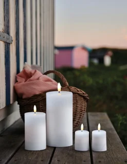 Outlet Sille Bloklys LED Udendørs H, Hvid Stearinlys|Led Stearinlys