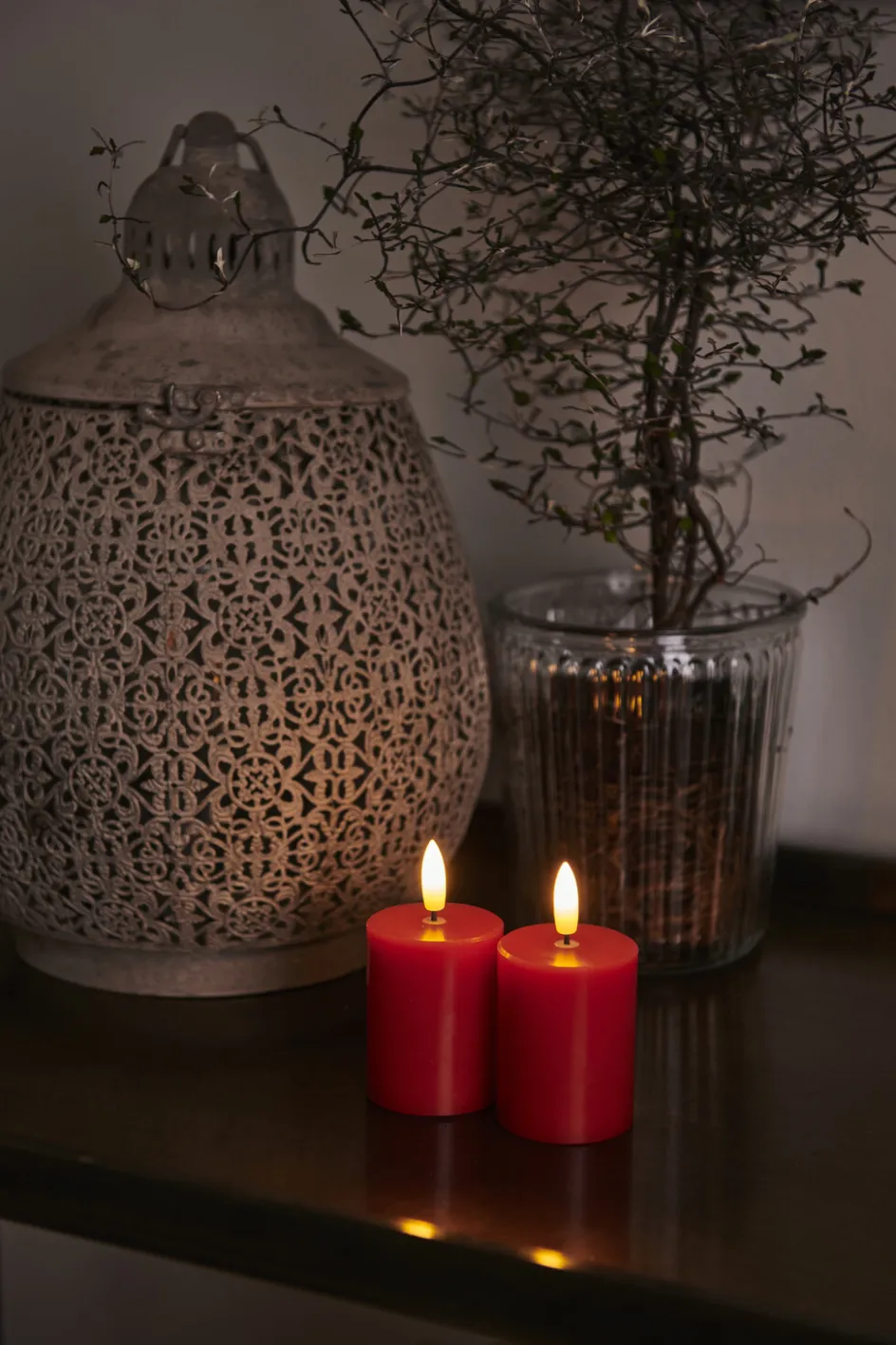 New Sirius Sille Bloklys Mini LED 2 stk. H7 cm, Rød