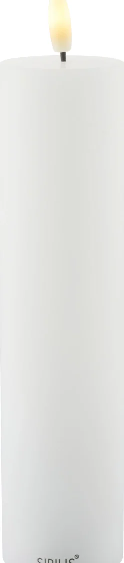 Hot Sille Exclusive Bloklys LED Ø5 cm/H20 cm, Hvid Stearinlys|Led Stearinlys