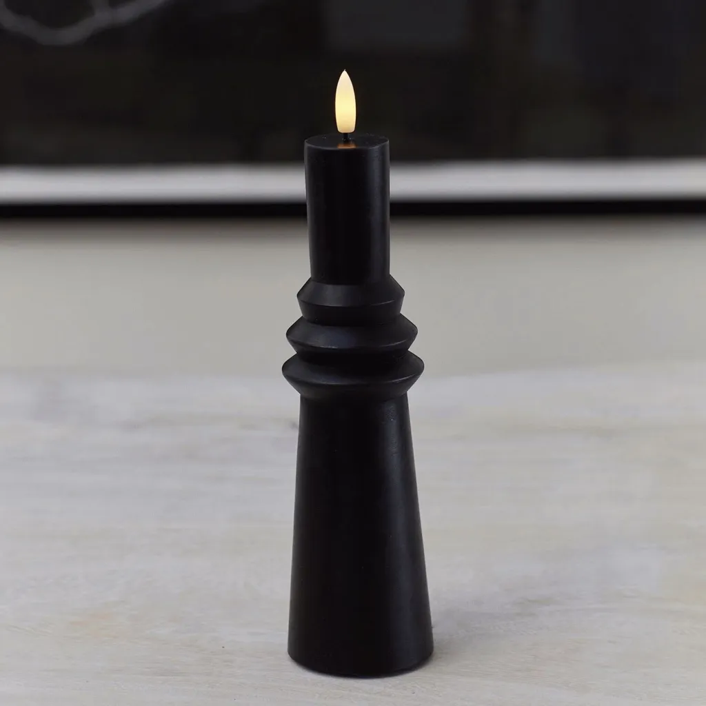 Best Sille Nordic Sculpture Bloklys Ringet LED ?6,1/H21,7 cm, Stearinlys|Led Stearinlys
