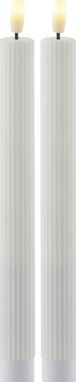 Sale Smilla Kronelys LED Genopladelig 2 stk. 25 cm, Hvid Stearinlys|Led Stearinlys