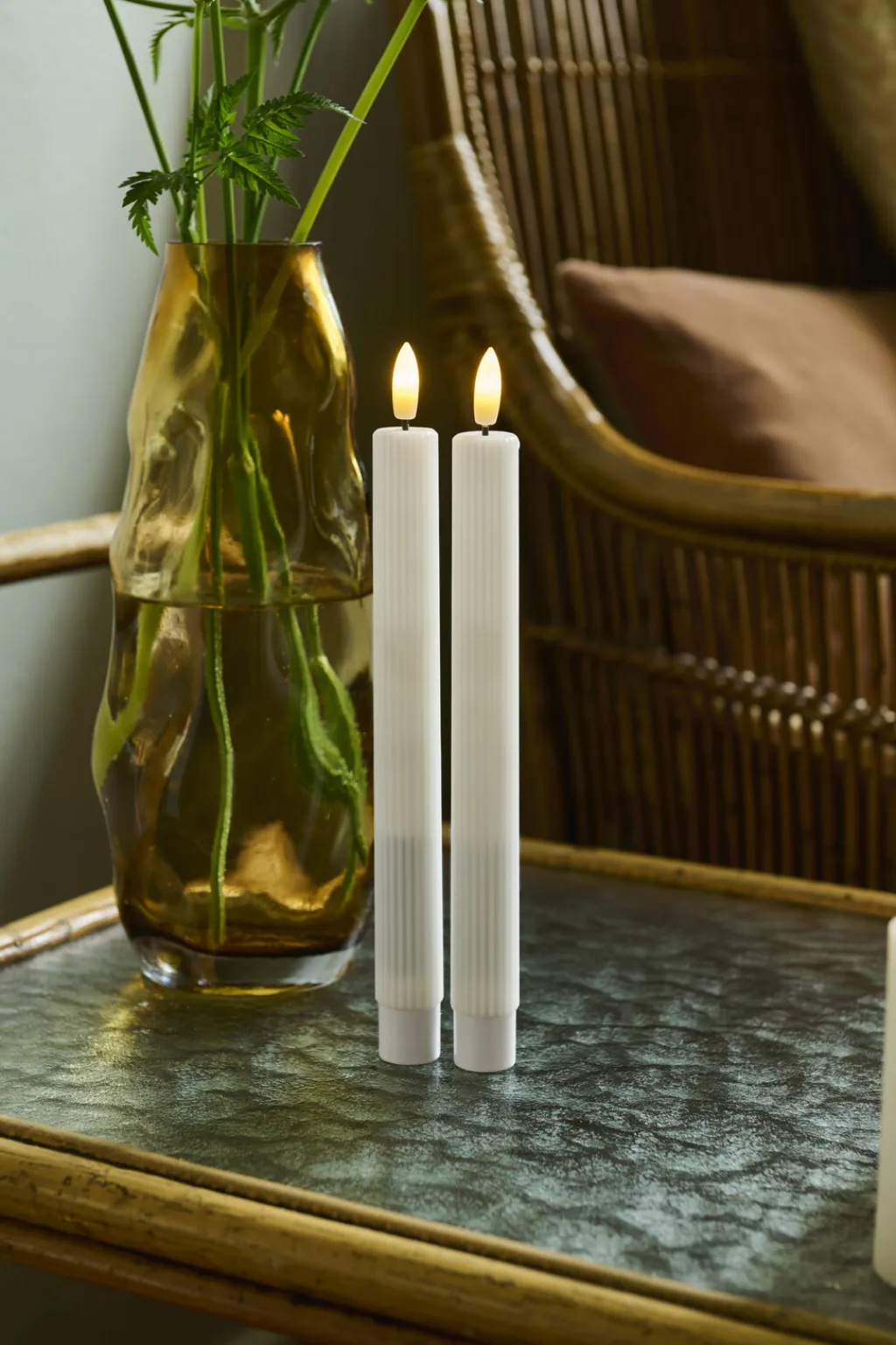 Sale Smilla Kronelys LED Genopladelig 2 stk. 25 cm, Hvid Stearinlys|Led Stearinlys