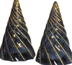 Sirius Vilma Lysdekoration Juletræ LED 2 stk. H11 cm, Sort/Guld