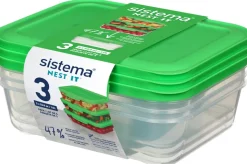 Clearance Nest It Meal Prep Opbevaringsboks 3 stk. 1 L, Leaf Green Opbevaring Til Køkkenet|Madopbevaring