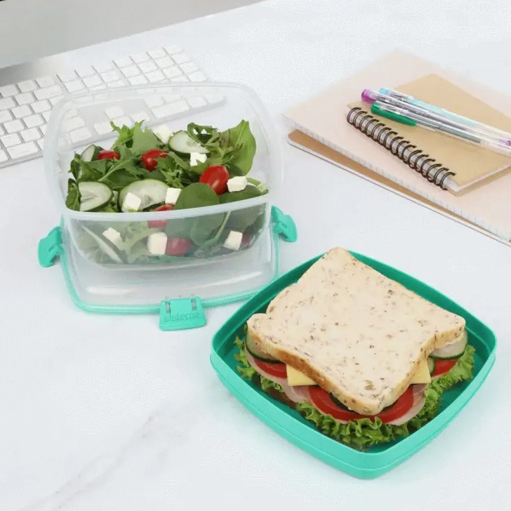 Sistema Opbevaring Til Køkkenet|Madkasser Og -Poser > To Go Salat & Sandwich Madkasse 1,63 L, Minty Teal