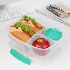 Outlet Sistema Triple Split Madkasse m. Yogurtbæger 2 L, Minty Teal