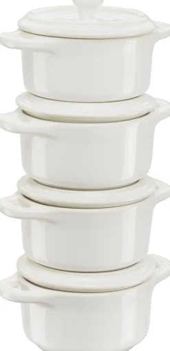 Staub Ceramique Cocotte-sæt 4 stk. Ø10 cm/0,2 L, Elfenben-Hvid