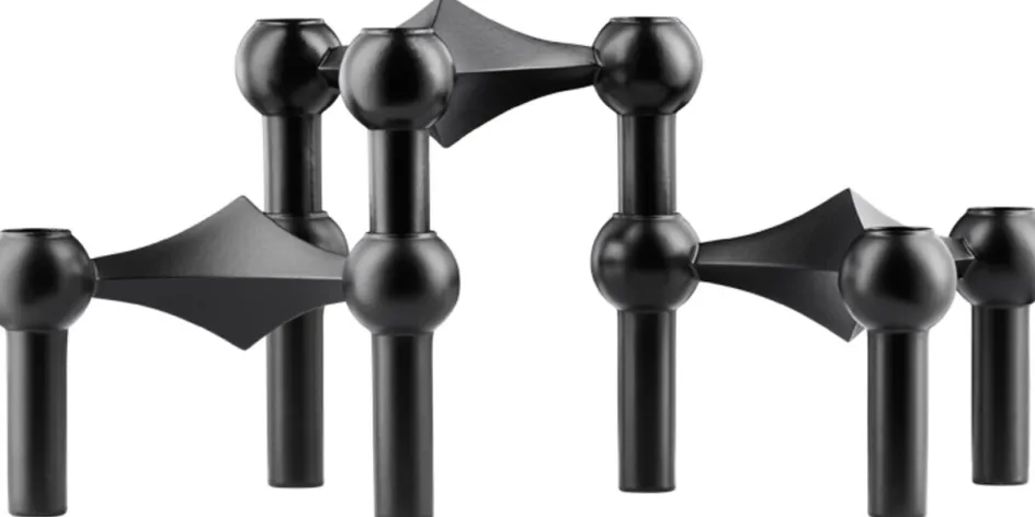 Clearance Stoff Nagel Lysestage 3 stk, Sort
