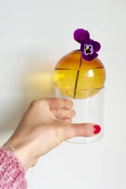Sale Studio About Standing Flower Bubble Vase H10 cm, Amber