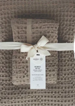 New The Organic Company Big Waffle Håndklædegavesæt, Clay
