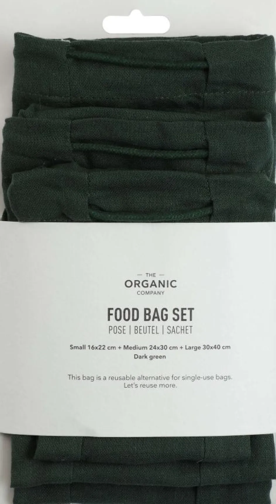 New The Organic Company Genanvendelig Madpose , Dark Green