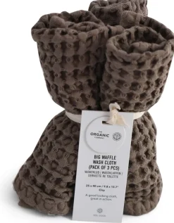 Outlet The Organic Company Vaffel Vaskeklud 3 stk. 25x40 cm, Clay