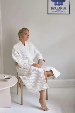 Clearance The Organic Company Vaffel Badekåbe , Natural White