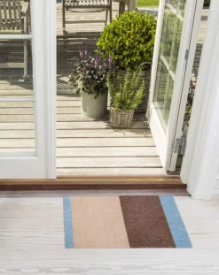 Discount Tica Copenhagen Stripes Horisontal Gulvmåtte , Ivory/Sand/Blå