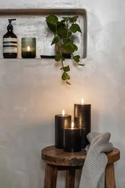 Discount Bloklys m. Smelteeffekt LED ?7,8xH15 cm, Stearinlys|Led Stearinlys