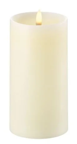 New Bloklys m. Kant LED Ø7,8xH15 cm, Stearinlys|Led Stearinlys