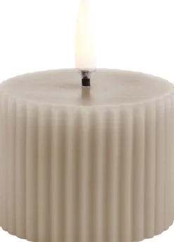 Hot Uyuni Lighting Bloklys m. Riller LED Ø5,8xH4,5 cm, Sandstone