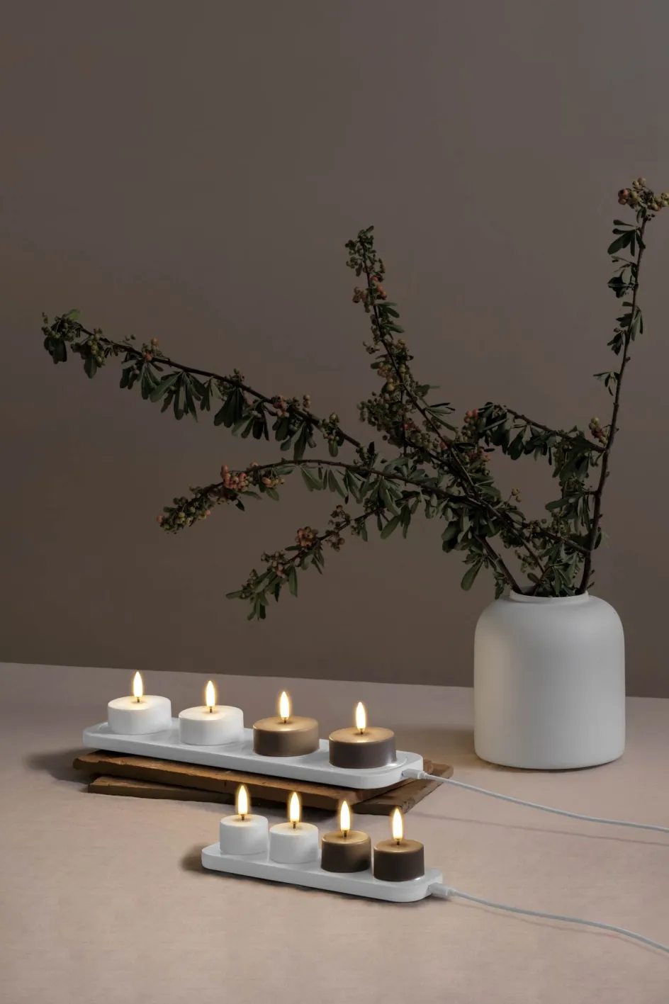 Clearance Uyuni Lighting Fyrfadslys 400 LED Ø3,9xH2 cm, Sandstone Plastik