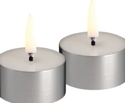 Sale Uyuni Lighting Fyrfadslys m. Smelteeffekt LED 2 stk. Ø4,1xH2,3 cm, Sølvfinish
