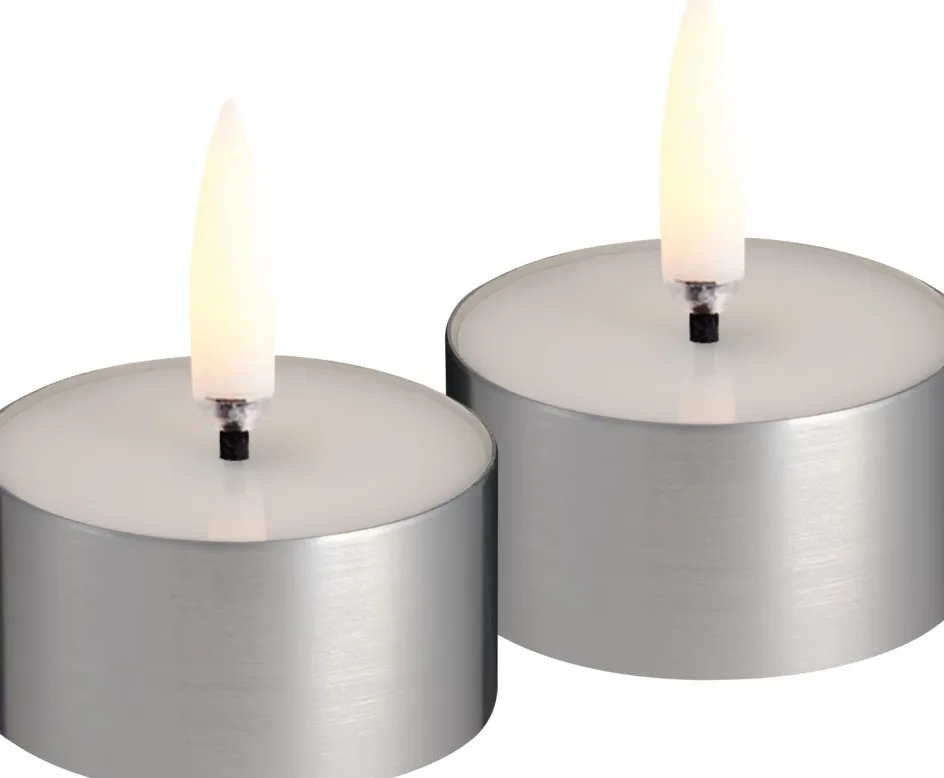 Sale Uyuni Lighting Fyrfadslys m. Smelteeffekt LED 2 stk. Ø4,1xH2,3 cm, Sølvfinish