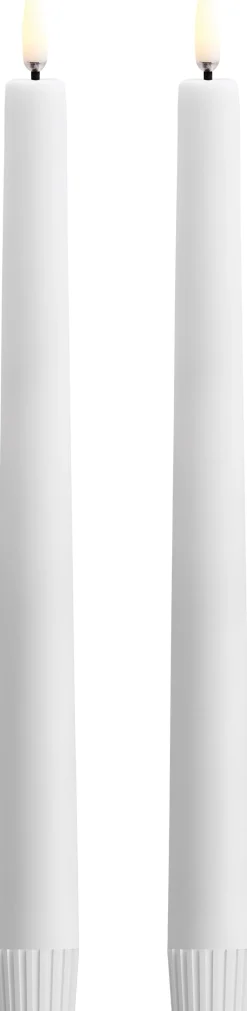 Discount Uyuni Lighting Kronelys Udendørs 2 stk. Ø2,3xH25 cm, Hvid Plastik
