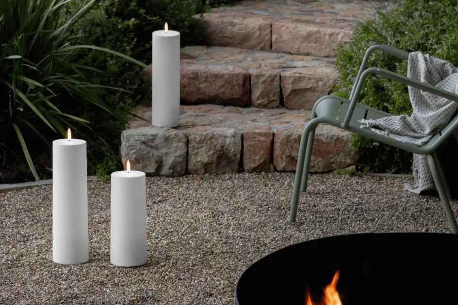 Discount Uyuni Lighting Maxi Bloklys Udendørs LED Ø12xH30 cm, Hvid Plastik