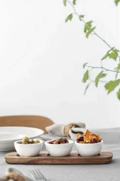 Villeroy & Boch Serveringsbrætter|Skærebrætter Og Serveringsbrætter > Artesano Original Skåle m. Træbræt 3 stk, Hvid