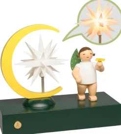 Online Wendt & Kühn Marguerite Angels, Engel m. Halvmåne og Elektrisk Lysende Stjerne