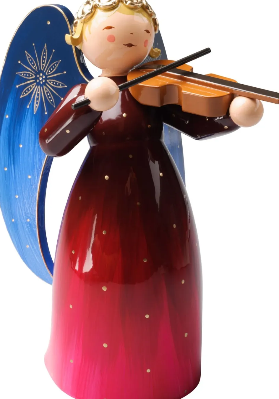 Clearance Wendt & Kühn Richly Painted Angel, Engel m. Violin Stor, Rød