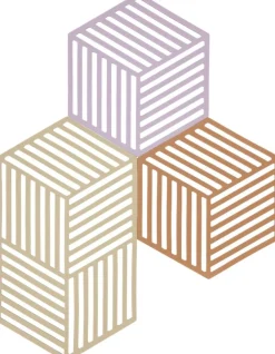 Zone Denmark Hexagon Bordskåner 3 stk, Lupine/Warm Sand/Light Terracotta