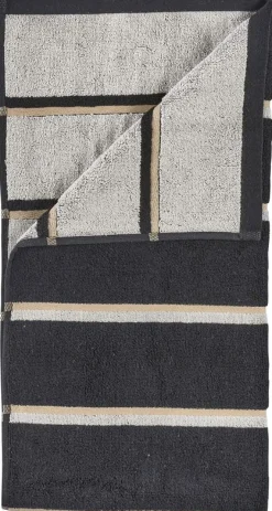 Outlet Zone Denmark Sauna Badehåndklæde 70x140 cm, Sort/Soft Grey/Camel