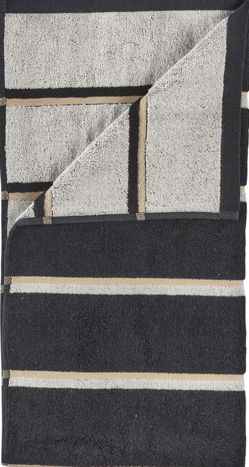 Outlet Zone Denmark Sauna Badehåndklæde 70x140 cm, Sort/Soft Grey/Camel