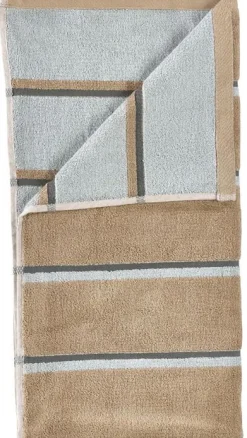 New Zone Denmark Sauna Håndklæde 50x100 cm, Camel/Ice Blue/Olive Green