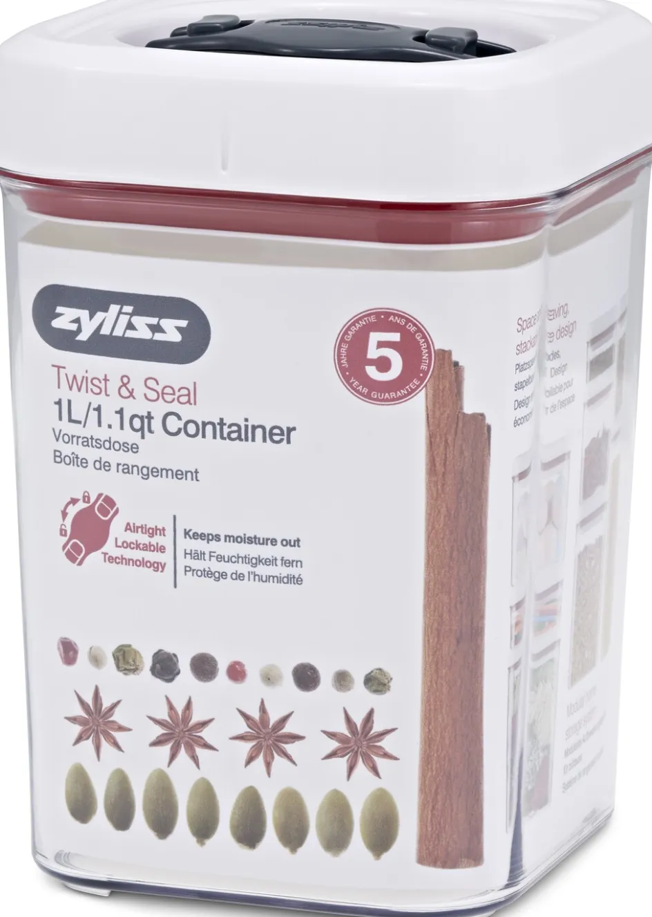 Discount Zyliss Twist & Seal Opbevaringsboks 1 L, Hvid
